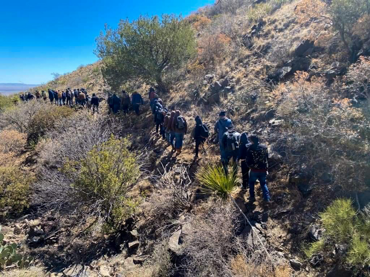 In one instance a large group of almost 50 immigrants were apprehended in the rugged terrain near Van Horn, Texas. (Courtesy: U.S. Border Patrol)