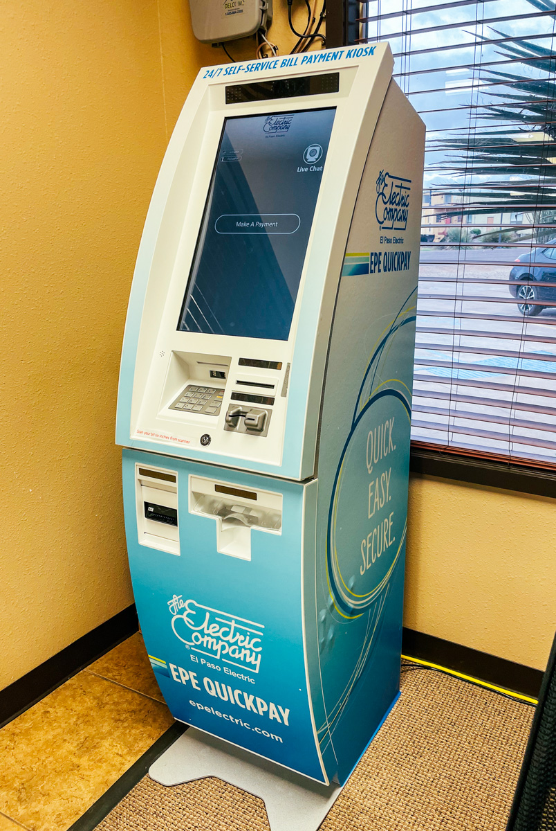 EPE deploys self-service kiosk for bill payments at Van Horn Bank. Payments at the kiosk can be made with cash, electronic check, debit card or credit card.