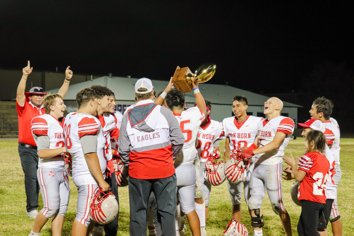 Post-game celebration after defeating the Marfa Shorthorns on Nov. 5.